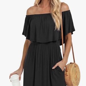 Off-Shoulder Black Maxi Dress